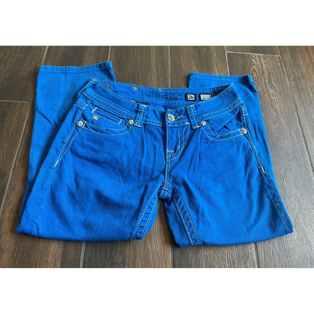 Miss Me Jeans Cuffed Royal Blue Capri Sz 26X21.5 - Picture 3 of 7